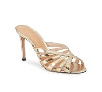 Sandalias de tacón Alto con Tiras Cruzadas y tacón de Aguja, cómodas con Punta Abierta y Abertura en la Parte Posterior de Charol, para Fiestas Banquetes y Uso Diario,Oro,38EU