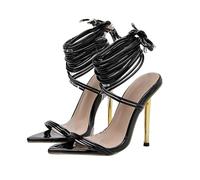 Sandalias de Tacon Alto Mujer de Vestir Sandalia Fiesta Elegantes Plataforma Sandalias Verano Sexy con Cordones Tacones Comodas Plateadas Brillo High Heels Zapatos Romanas Para Novia Baile Ofertas