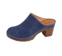 Sandalias de tacón alto para hombre con correa de gamuza retro, Blue, 36 EU