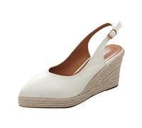 Sandalias de tacón alto para invitadas de boda 2026, con forro suave, ajuste ancho, formal, graduación, zapatos de corte para mujer, ideales para viajes a media hora, White, 37.5 EU