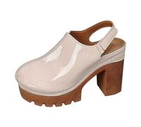 Sandalias de tacón alto para mujer, sandalias cómodas y elegantes con tiras Mary Jane, sandalias descalzas con plataforma, sandalias descalzas de charol, sandalias góticas de cuña, sandalias de verano