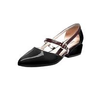 Sandalias de tacón alto transpirables para mujer, informales, puntiagudas, con correa de tacón alto, sandalias de moda para mujer, sandalias para mujer, 9, Black, 4.5 UK 3X-Narrow