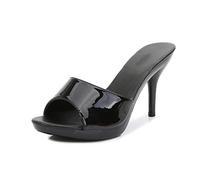 Sandalias De Tacón Alto Y Zapatillas para Outer Wear-One Word Strap Open Toe Stiletto Heel All-Match Fashion Sexy Slippers,Negro,37 EU