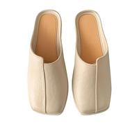 Sandalias de tacón bajo con puntera cerrada para mujer, sandalias planas sin cordones para mujer, ligeras, minimalistas, con suela antideslizante, cómodas pantuflas de punta cuadrada para interiores y