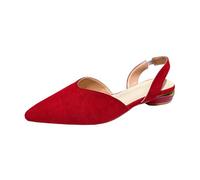 Sandalias de tacón bajo para mujer, con puntera cerrada, de ajuste ancho, para danza, a la moda, sin espalda, con soporte de arco, sandalias ortopédicas de verano para mujer, Red, 5.5 UK 3X-Narrow