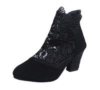Sandalias de tacón casual con flores transpirables para mujer, de red étnica, con cremallera alta, sandalias cómodas para mujer, talla 8, Black, 40 EU