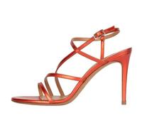Sandalias de Tacón de Aguja con Punta Abierta para Mujer, con Tiras y Punta Redonda Sexys,Zapatos de Verano Cómodos y Elegantes para Fiestas de Graduación y Graduación,Metallic red,37 EU