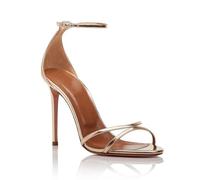 Sandalias de Tacón de Aguja con Punta Abierta Para Mujer Sencillas y Elegantes con Punta Redonda Para Fiesta Zapatos Noche con Cordones y Tacón Alto Moda Sandalias Boda,Oro,46 EU