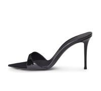 Sandalias de tacón de Aguja con Punta Abierta y Tiras para Mujer de Charol con cinturón de una Palabra para Fiesta de Verano graduación y Baile,Negro,35 EU