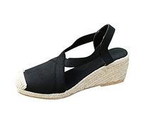 Sandalias de tacón de cuña Sandalias Beige Mujer Zapatos de Verano Gruesa Parte Inferior Plataforma para Mujeres Sandalias Casual Mujer Zapatos Mujer Hallux Valgus Día de la Madre, Negro , 39 EU