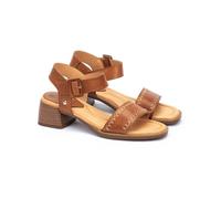 Sandalias de tacón de piel Oliva, fabricadas en Europa Mujer Talla 38. Color Marron