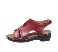 Sandalias de tacón de plataforma de gran tamaño, sandalias planas y huecas, sandalias romanas de cuña ortopédica con correa ajustable al tobillo, sandalias de punta abierta, zapatos de verano, zapatos