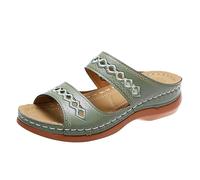 Sandalias de tacón genéricas para mujer verano 2025 sandalias de cuña para mujer - casual de moda hebilla de dedo del pie de verano cómoda primavera cómoda playa zapatos ortopédicos, 2 verde., 36 EU