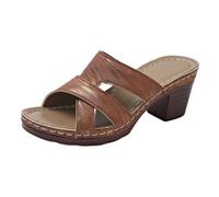 Sandalias de tacón grueso con plataforma para mujer, cómodas, puntera abierta, para verano, ligeras, informales, elegantes, Brown, 39 EU