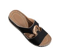 Sandalias de tacón grueso para mujer, con costuras informales, hebilla de metal, talla 12, Black, 39 EU