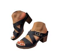 Sandalias de tacón grueso para mujer, sandalias de tacón medio sin cordones, para vestido de novia, fiesta, boda, verano, soporte de arco, sandalias de plataforma para caminar, sandalias suaves para