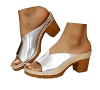 Sandalias de tacón grueso para mujer, sandalias de tacón medio sin cordones, para vestido de novia, fiesta, boda, verano, soporte de arco, sandalias de plataforma para caminar, sandalias suaves para