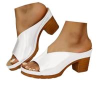 Sandalias de tacón grueso para mujer, sandalias de tacón medio sin cordones, para vestido de novia, fiesta, boda, verano, soporte de arco, sandalias de plataforma para caminar, sandalias suaves para