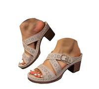 Sandalias de tacón grueso para mujer, sandalias de tacón medio sin cordones, para vestido de novia, fiesta, boda, verano, soporte de arco, sandalias de plataforma para caminar, sandalias suaves para