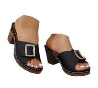 Sandalias de tacón grueso para mujer, sandalias de tacón medio sin cordones, para vestido de novia, fiesta, boda, verano, soporte de arco, sandalias de plataforma para caminar, sandalias suaves para