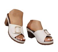 Sandalias de tacón grueso para mujer, sandalias de tacón medio sin cordones, para vestido de novia, fiesta, boda, verano, soporte de arco, sandalias de plataforma para caminar, sandalias suaves para