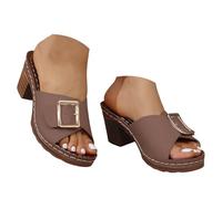 Sandalias de tacón grueso para mujer, sandalias de tacón medio sin cordones, para vestido de novia, fiesta, boda, verano, soporte de arco, sandalias de plataforma para caminar, sandalias suaves para