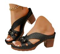 Sandalias de tacón grueso para mujer, sandalias de tacón medio sin cordones, para vestido de novia, fiesta, boda, verano, soporte de arco, sandalias de plataforma para caminar, sandalias suaves para