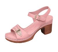 Sandalias de tacón medio grueso para mujer, correa ajustable, color liso, una línea plataforma