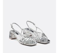 Sandalias de tacón metalizadas Zoe Mujer Talla 39. Color Plata