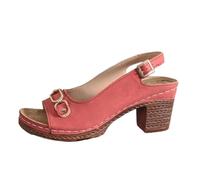 Sandalias de Tacon Mujer Zapatos de Verano Mujer Sandalias Informales Tacón Y Grueso Para, Verano, Para Exteriores, Talla Grande Minimalistas Tacon Bajo (Red, 42)