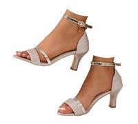 Sandalias de tacón occidentales de verano para mujer, puntera abierta, primavera, talla grande, elegante, tacón de cubierta 2026, verano 2026, lindas y cómodas sandalias con tacones, sexy, Gold, 38.5