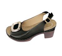 Sandalias de tacón para mujer Sandalias de tacón abierto con boca de pescado Sandalias con tiras elegantes cómodas sandalias romanas Hebilla ajustable Sandalias casuales transpirables Zapatos de