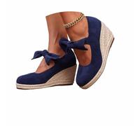 Sandalias de Temporada con Tiras de Esparto en el Tobillo y Puntera Ancha. Sandalias de Plataforma con tacón para Mayor Comodidad en Verano.
