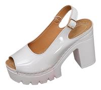Sandalias de tiras para mujer con tacón: plataforma tacones altos, mocasines abiertos con tacón de bloque transpirables sandalias deportivas antideslizantes en verano zapatos de tacón de cuña zapatos