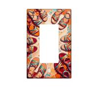 Sandalias de una sola cubierta para interruptor de luz basculante, patrones vibrantes de mosaico de verano, naranja, plástico, tamaño estándar, placa decorativa para dormitorio, baño, cocina, entrada