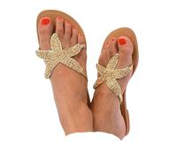 Sandalias de vacaciones en la playa para mujer 2026 de verano, bonitas sandalias planas de estrella de mar para mujer, sandalias planas de punta abierta, sandalias de moda, cómodas, bohemias, chanclas