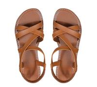 Sandalias de verano casuales para mujer, antideslizantes, ligeras, zapatos de playa planos, elegantes, sandalias romanas transpirables con punta abierta, zapatos para caminar súper cómodos, marrón, 43