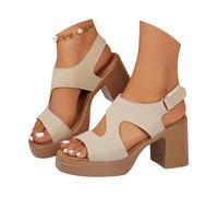 Sandalias de verano cómodas para mujer, sandalias de trekking para mujer, sandalias de moda con correa en T, tacón grueso y puntera abierta, así como correa ancha ajustable en el tobillo básica