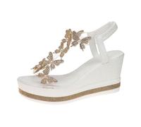 Sandalias de verano cómodas para mujer, zapatos de verano para mujer, sandalias de tacón alto, sandalias de cuña de plataforma, decoración de mariposa, rhinestones, populares, Among Girls Bohemian