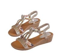 Sandalias de verano con diamantes de imitación brillantes para mujer, elegantes sandalias de gladiador con correa elástica, antideslizantes, plantilla acolchada suave, sandalias hawaianas de boda