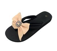 Sandalias de verano con lazo floral para mujer, cómodas sandalias de playa estilo tanga para uso casual, diseño ligero de suela EVA, beige, 39 EU