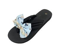 Sandalias de verano con lazo floral para mujer, cómodas sandalias de playa estilo tanga para uso casual, diseño ligero de suela EVA, azul celeste, 38.5 EU
