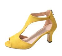 Sandalias De Verano Con Tacón De Cuña Zapatos Mujeres Verano 2025 Sandalias De Playa Casual Para Mujer Corte Verano Primavera Vestidas Occidentales Moda Lindas Sexy De Tacón Cuña Tendencia, amarillo