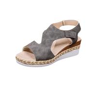 Sandalias de verano de cuña para mujer, ligera, cómoda, antideslizante, sandalia transpirable, de punto de punto, zapatos de mujer, punta abierta, zapatos de caminar, para exterior, playa, gris, 41 EU