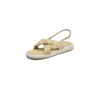 Sandalias De Verano De Tacón Plano para Mujer Punta Abierta Destalonados Zapatos Plisados con Hebilla Sin Cordones Sandalias De Plataforma De Cuero PU,Amarillo,41 EU