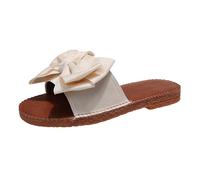 Sandalias de verano de una línea de tacón plano para mujer, para playa, boca de lazo, zapatos de cuña de verano, White, 39.5/36 EU