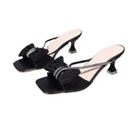 Sandalias de verano elegantes para mujer, tacón alto, con lazo brillante, tacón embudo, sandalias bohemias, zapatos de verano, antideslizantes, sandalias de tacón, Aaa Negro, 38 EU