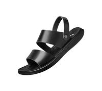 Sandalias de verano para hombre, informales, para playa, clásicas, ligeras, para caminar, diseño de correa trasera de doble uso, para vacaciones y al aire libre, Black, 39 1/3 EU