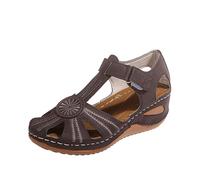 Sandalias de verano para mujer 2025, con punta cerrada, cómodas y elegantes, estilo pescador, estilo bohemio, con tiras en el tobillo, antideslizantes, con agujeros, para exteriores, transpirables y#Z