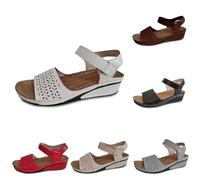 Sandalias de verano para mujer, con puntera abierta, transpirables, con cuña, cómodas, informales, a la moda, ortopédicas, con correas, ajuste ancho, fáciles de sujetar, White, 38 EU